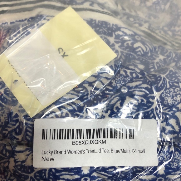 Lucky Brand Top Blue Triangle Striped Tee Print XS - Picture 4 of 4